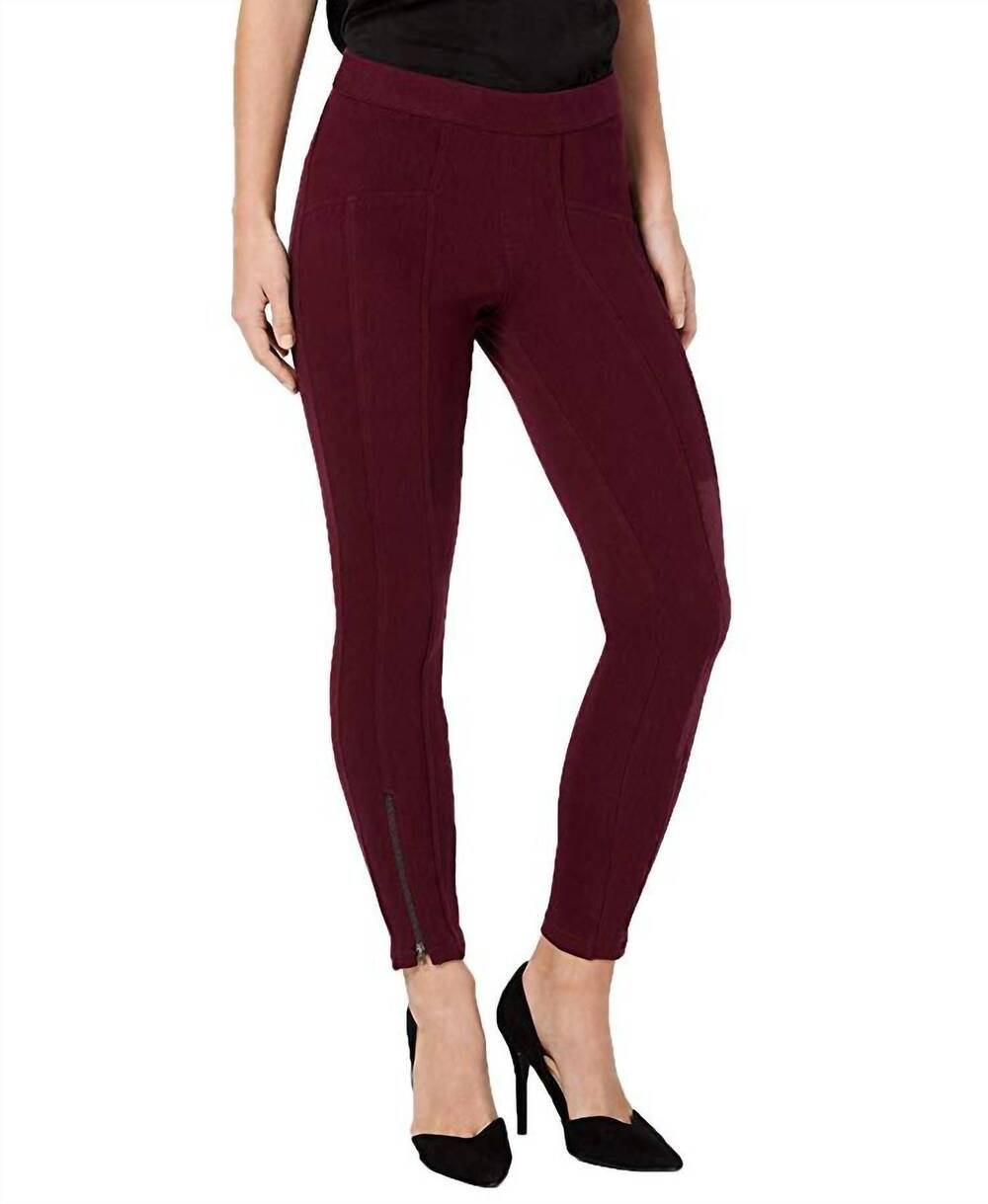 NEW HUE seamed zip skimmer leggings in currant